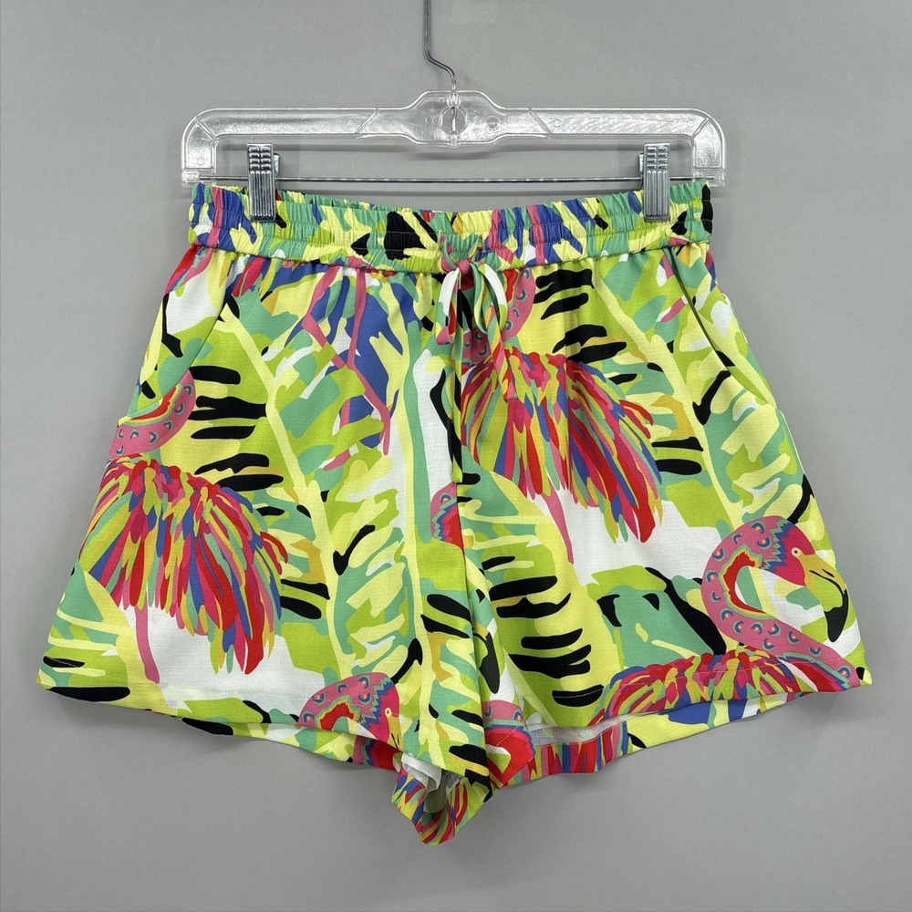 Crosby By Mollie Burch Shorts Womens Small Multicolor Flamingo Elastic Waist